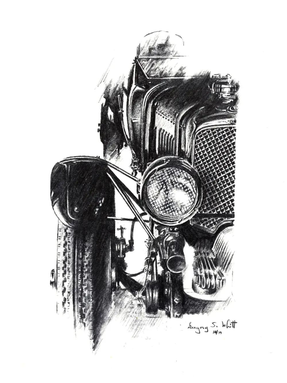 Bentley 4 1/2 Litre Blower Race Car Create In Graphite Pencil