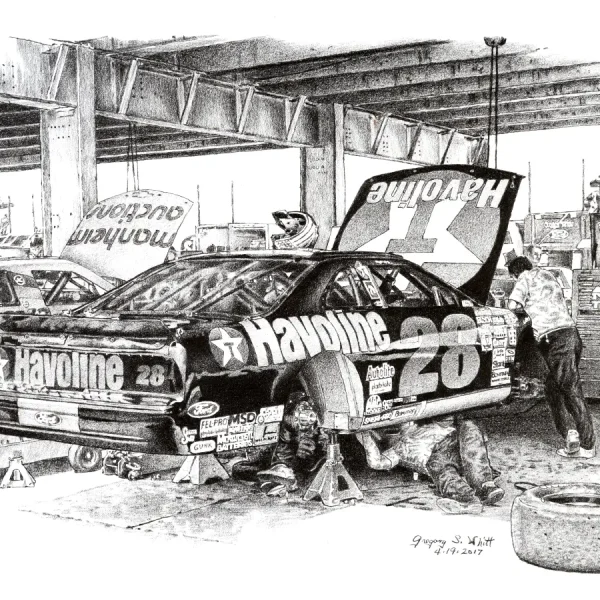 Texaco-Havoline Ford Thunderbird NASCAR Race Car in for a pit stop
