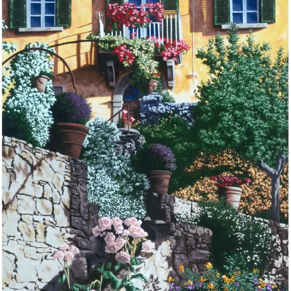 Tuscan Morning Oil Painting created with the Renaissance of Color of a Mediterranean Italy Home.